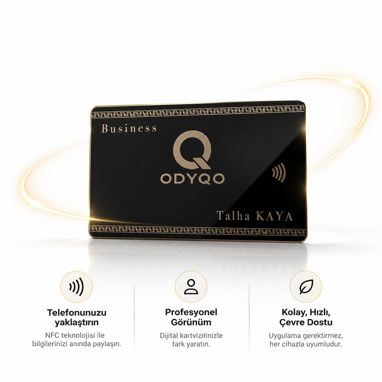 Siyah ve gold ODYQO NFC Business Card