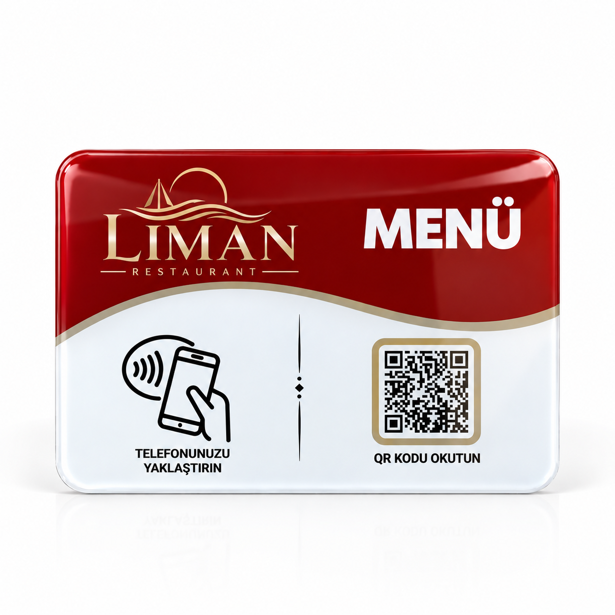 Kırmızı ODYQO NFC menü standı
