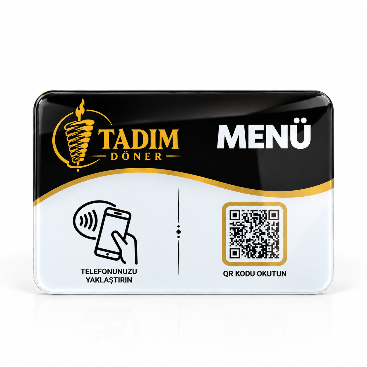 Siyah ODYQO NFC menü standı