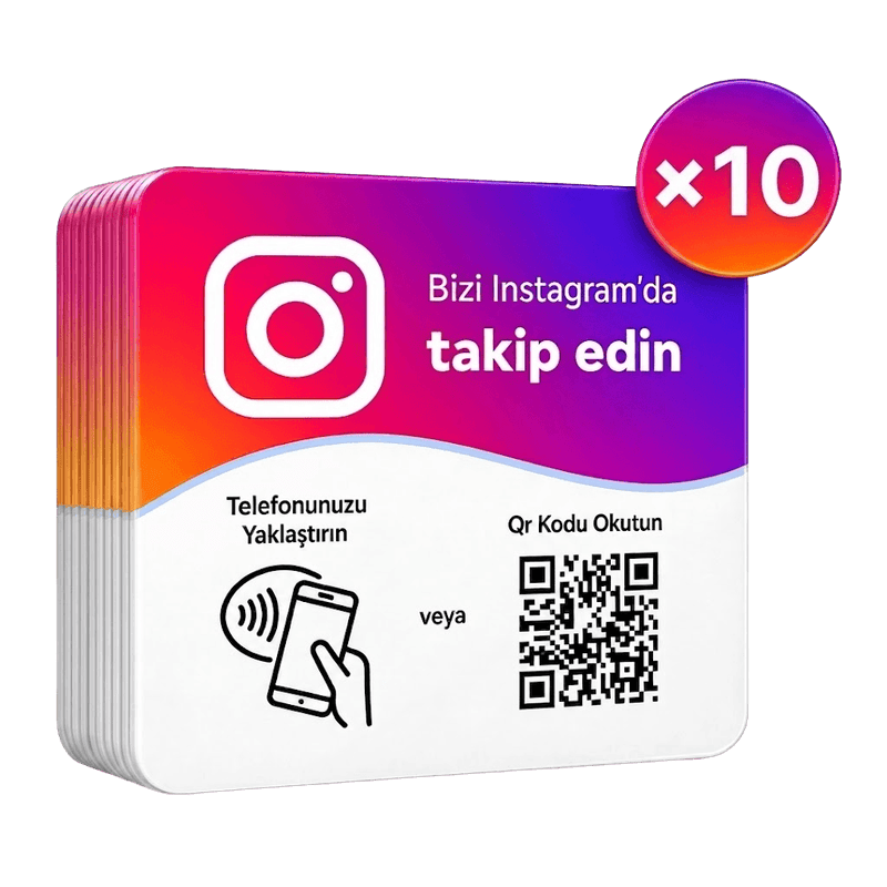 ODYQO Instagram NFC ve QR kartı, 10 adetlik paket
