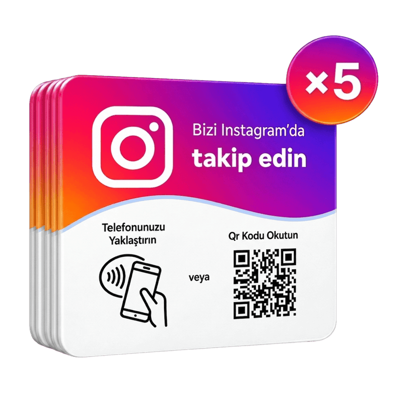 ODYQO Instagram NFC ve QR kartı, 5 adetlik paket