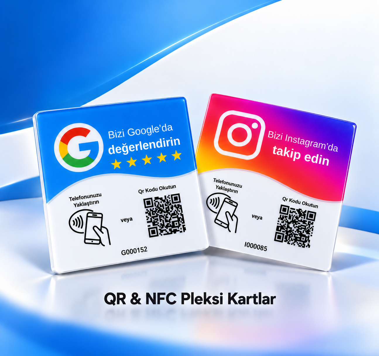 ODYQO Google ve Instagram NFC pleksi kartları